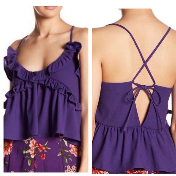 Romeo & Juliet Couture Tops - Romeo & Juliet Couture Purple Ruffle Babydoll Tank Top M Coquette Festival